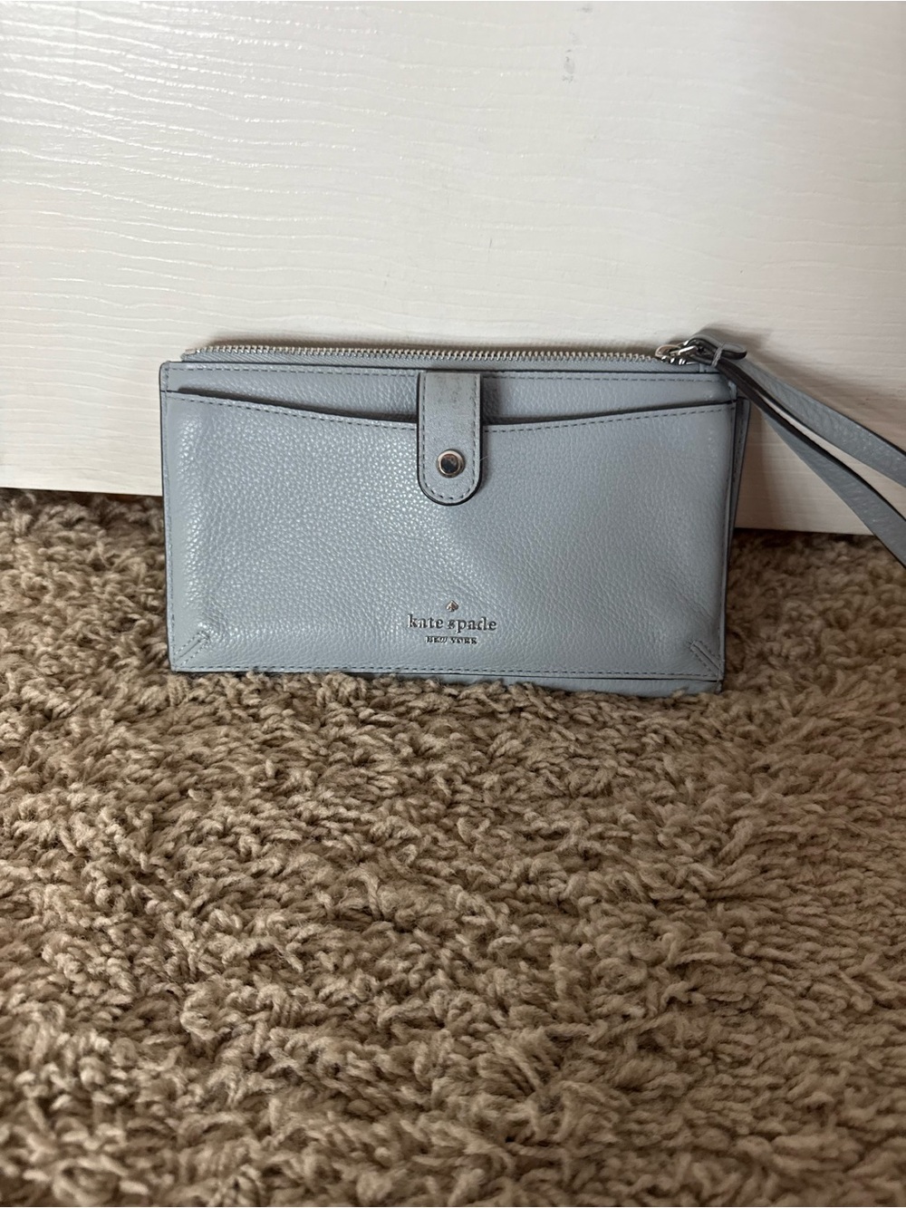kate spade Pale Blue Leather Wristlet Clutch